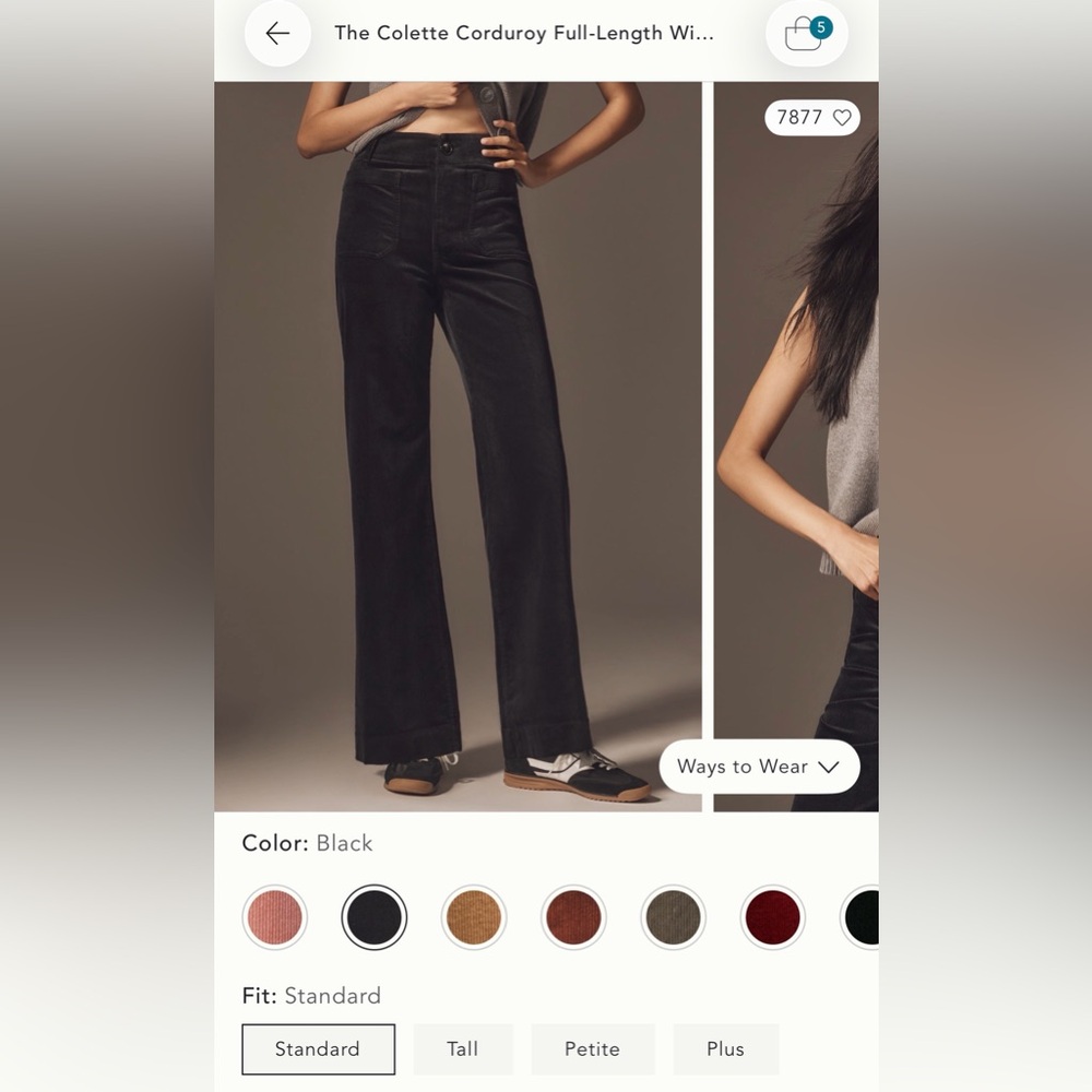 Anthropologie The Colette Corduroy Full-Length Wide-Leg Pants by Maeve - Picture 3 of 6